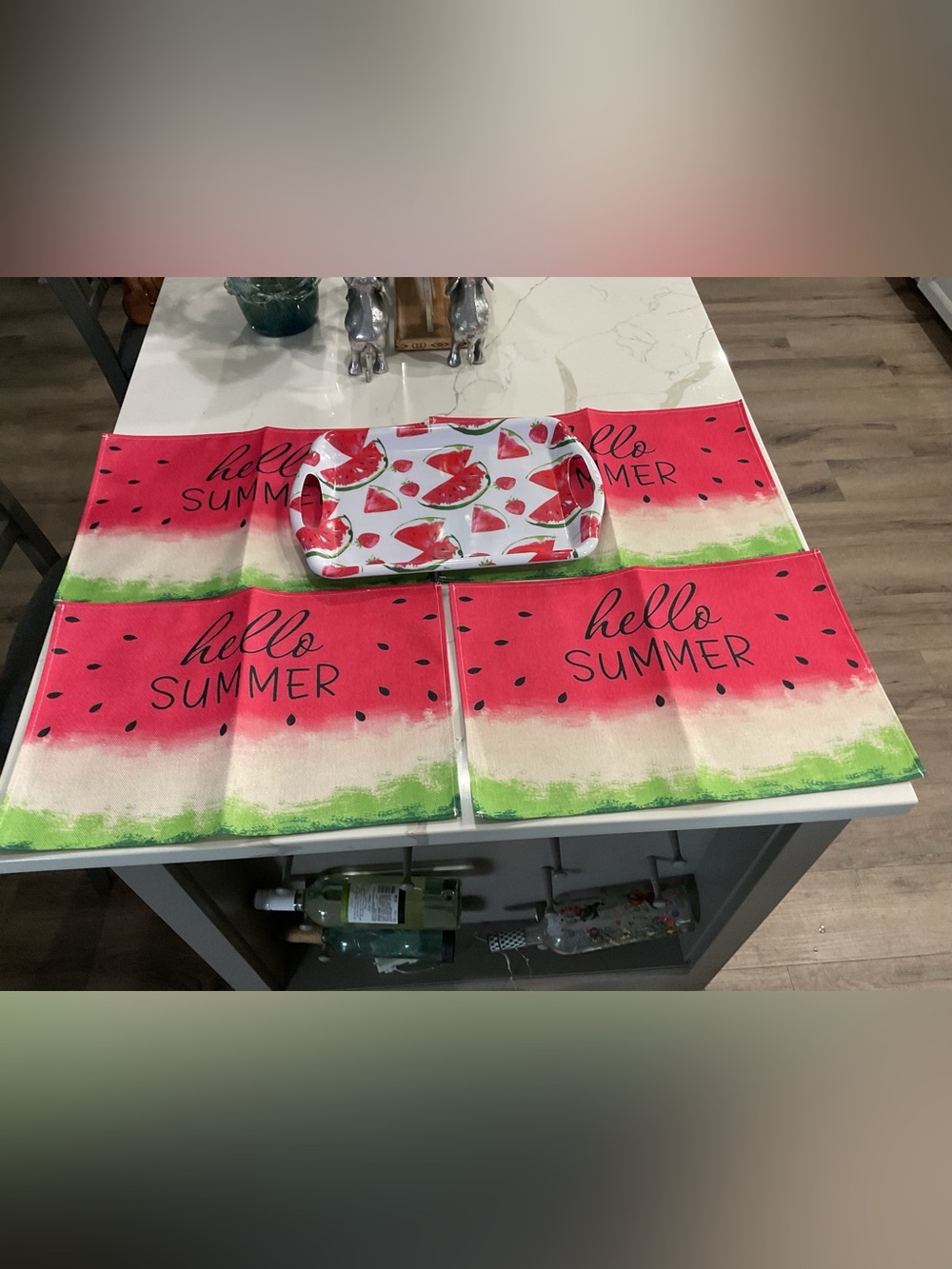 Watermelon Tray with 'Hello Summer' Placemat Set